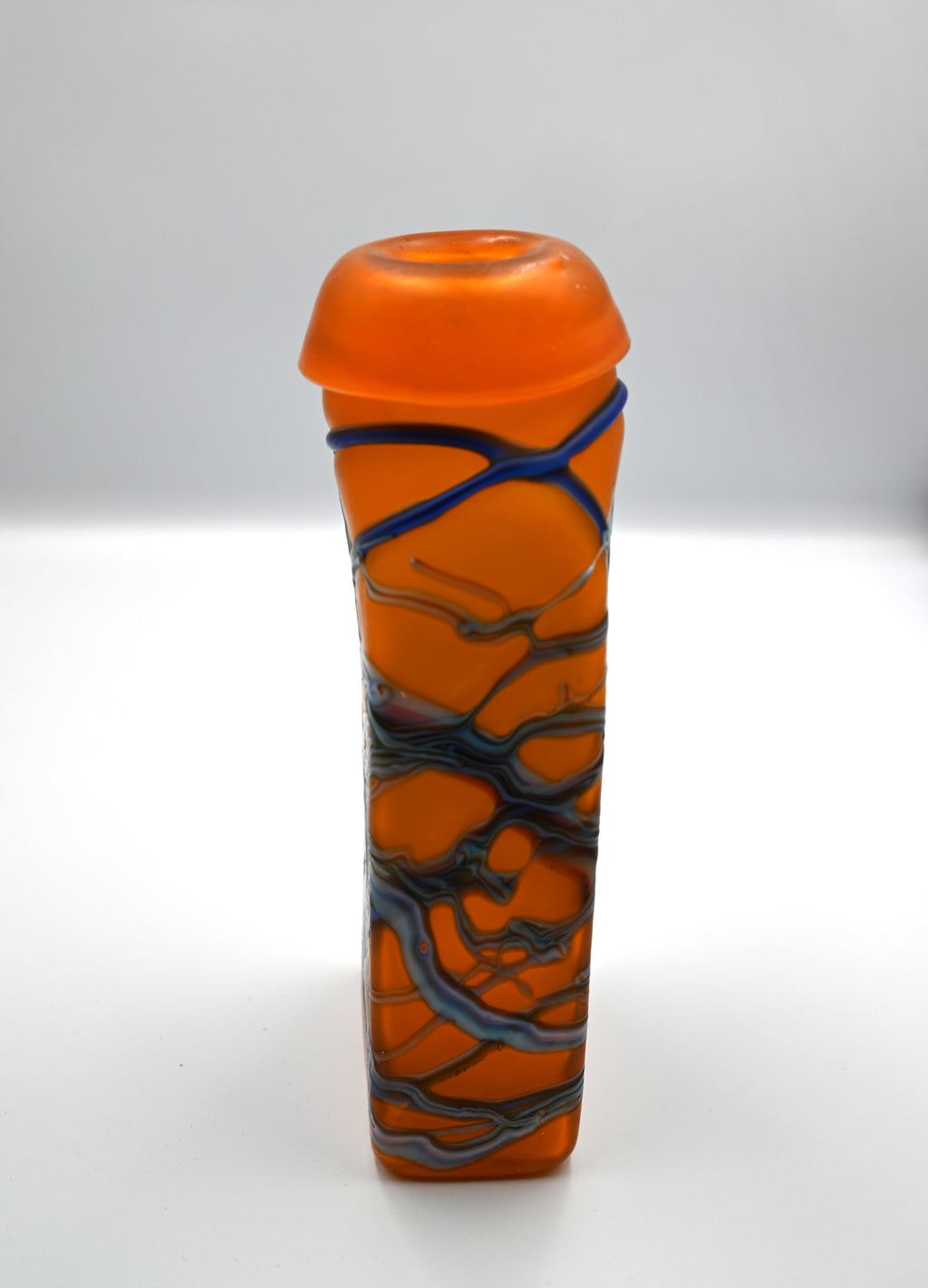 Azerbaijan Hand-Blown Orange and Blue Art Glass Sculpture