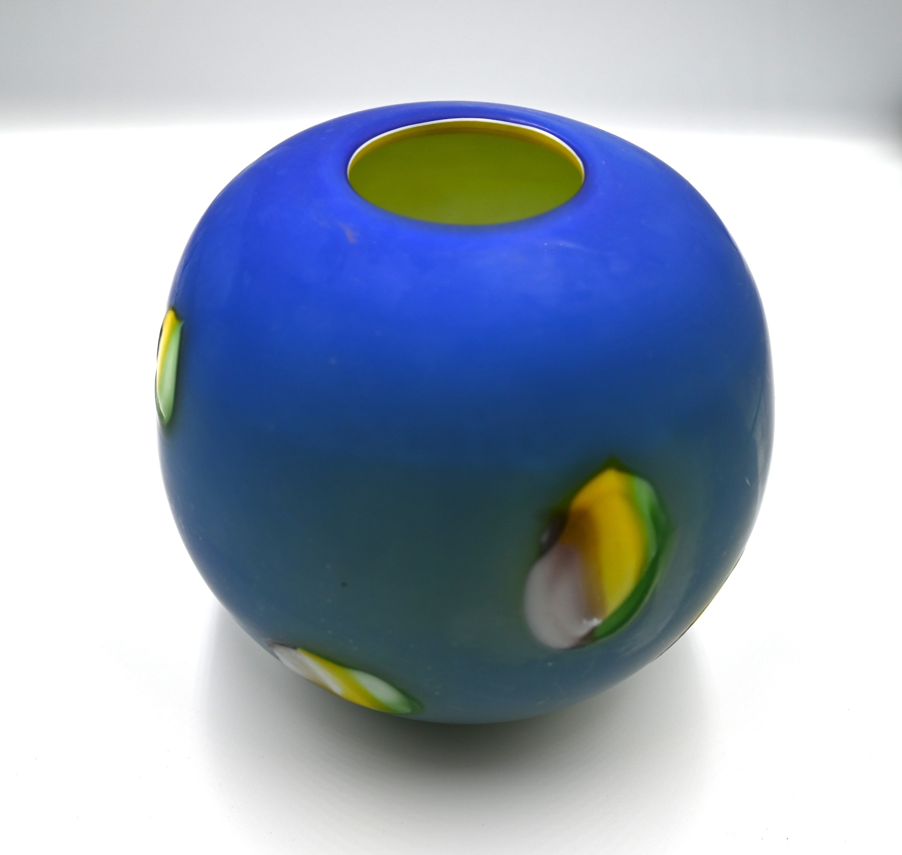 Large Vintage Azerbaijan Blue Hand-Blown Matte Glass Globe