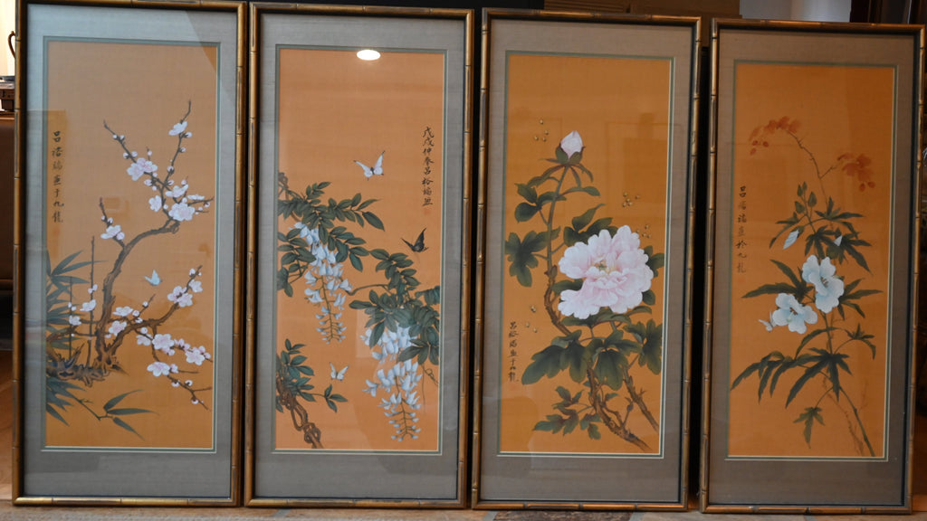 Framed Chinese Silk Panel Paintings