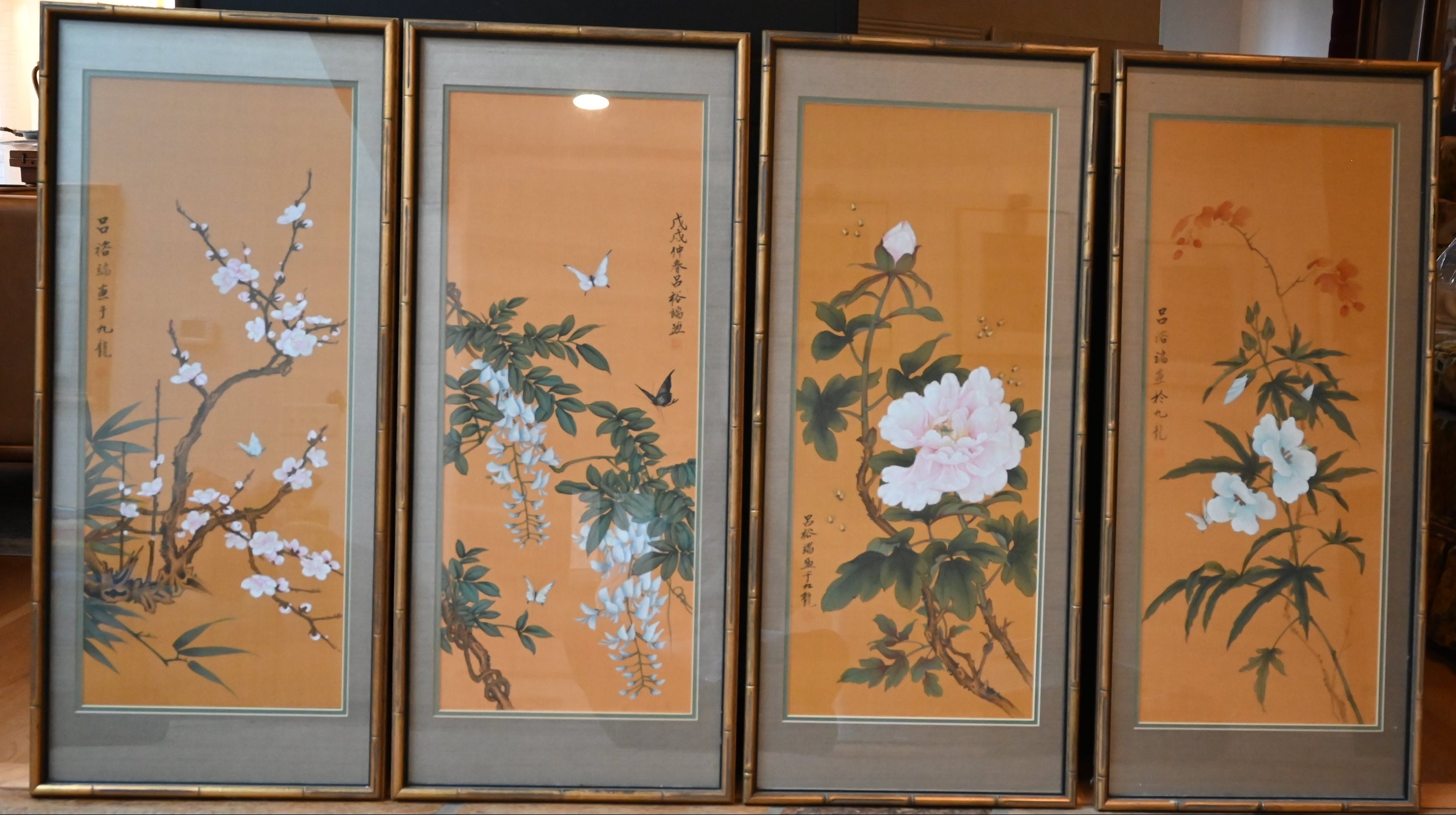 Framed Chinese Silk Panel Paintings