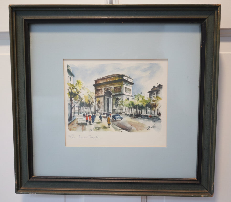 Framed Paris Watercolor Arc de Triomphe by Zoe