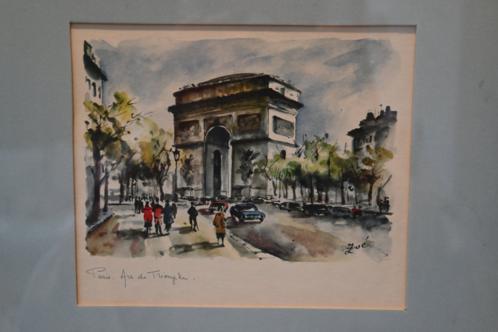 Framed Paris Watercolor Arc de Triomphe by Zoe
