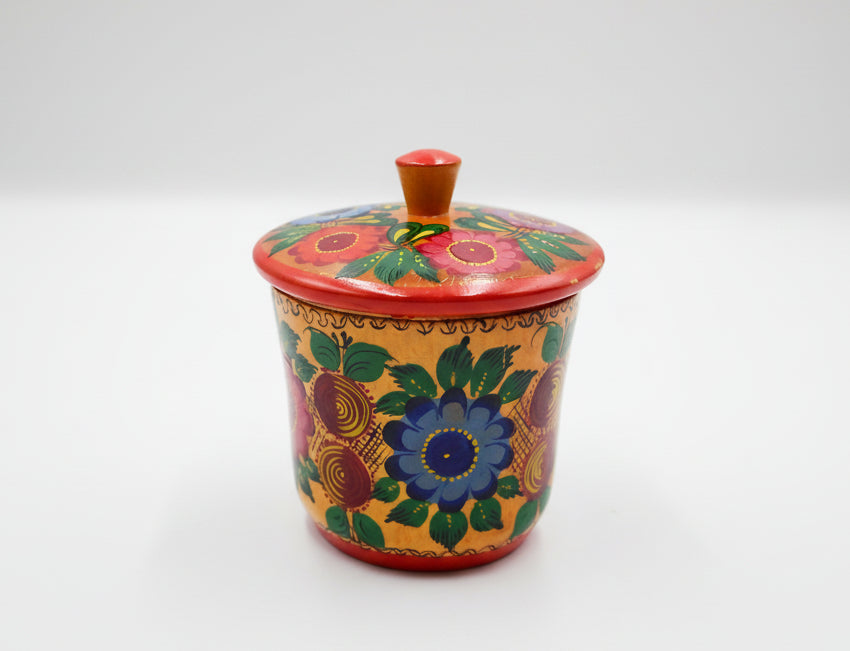 Vintage Russian Hand‑Painted Folk Art Salt Cellar