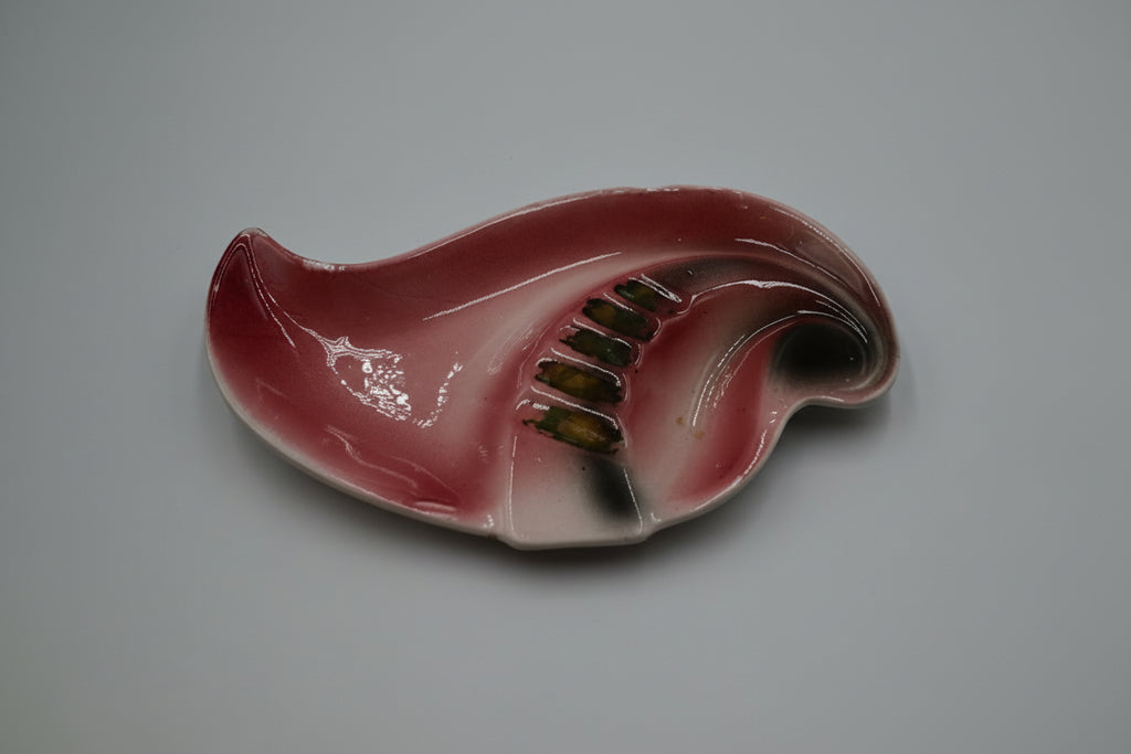 Atomic Era Shell Catchall with Pink Glaze and Slit Detail
