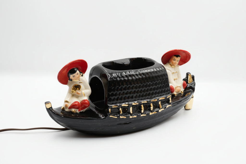 Vintage 1950’s Fuhry and Sons Ceramic Oriental Junk Boat TV Lamp