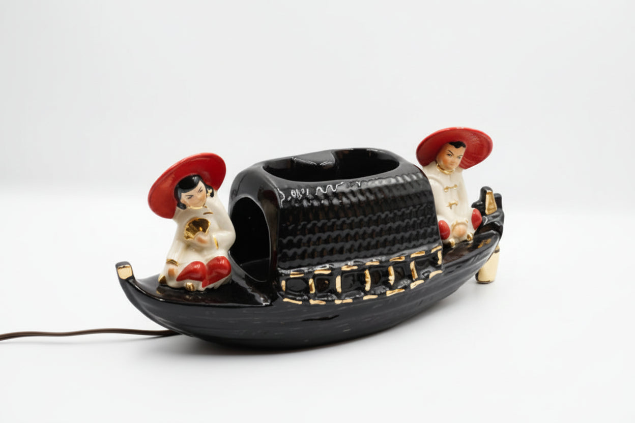 Vintage 1950’s Fuhry and Sons Ceramic Oriental Junk Boat TV Lamp