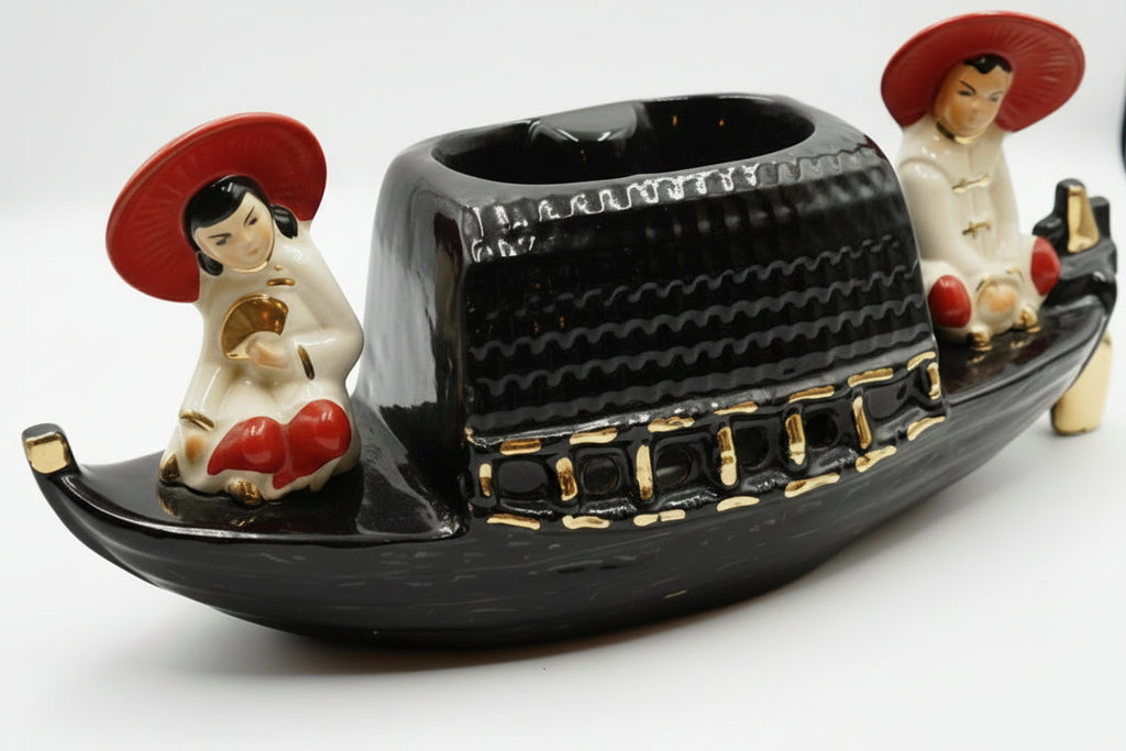 Vintage 1950’s Fuhry and Sons Ceramic Oriental Junk Boat TV Lamp