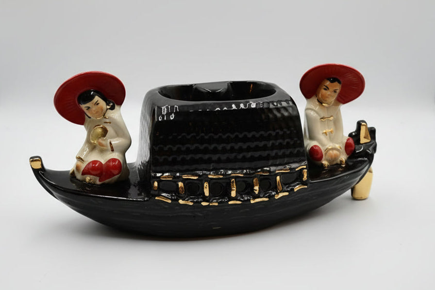 Vintage 1950’s Fuhry and Sons Ceramic Oriental Junk Boat TV Lamp