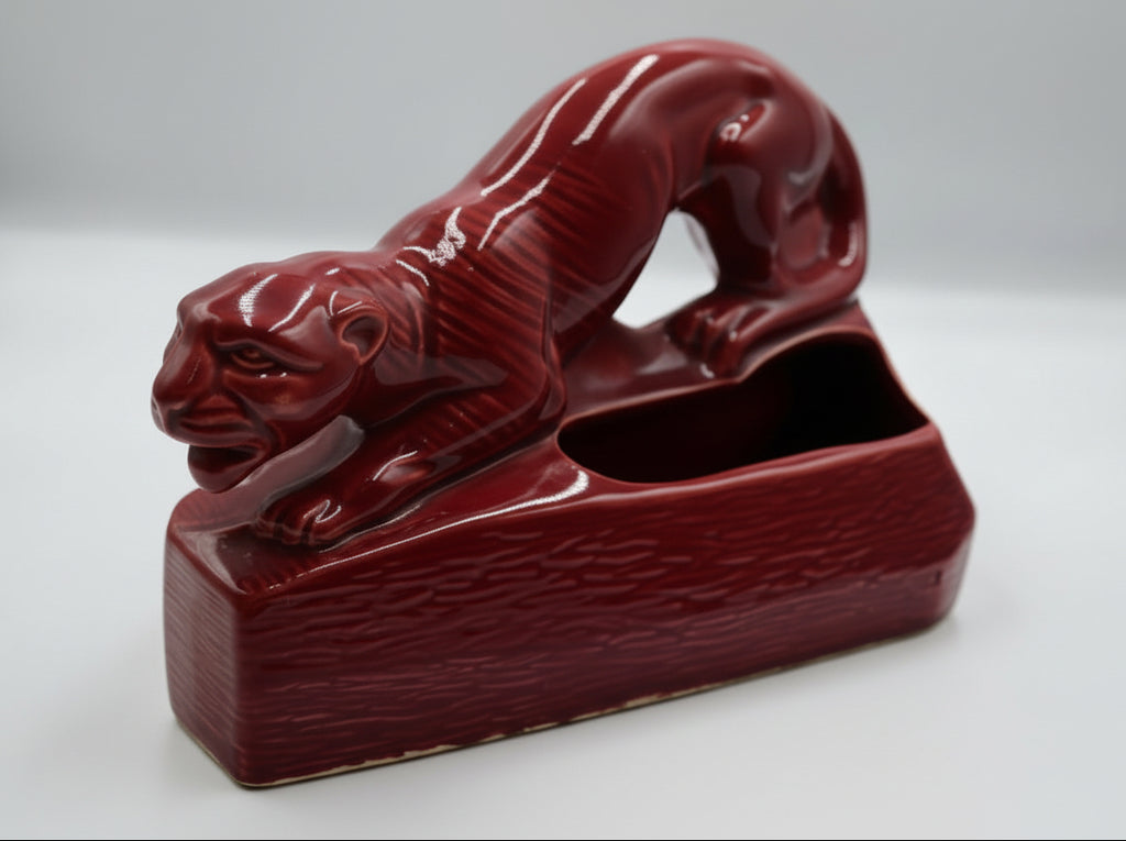 Red Panther TV Lamp Sleek Ceramic Statement Piece