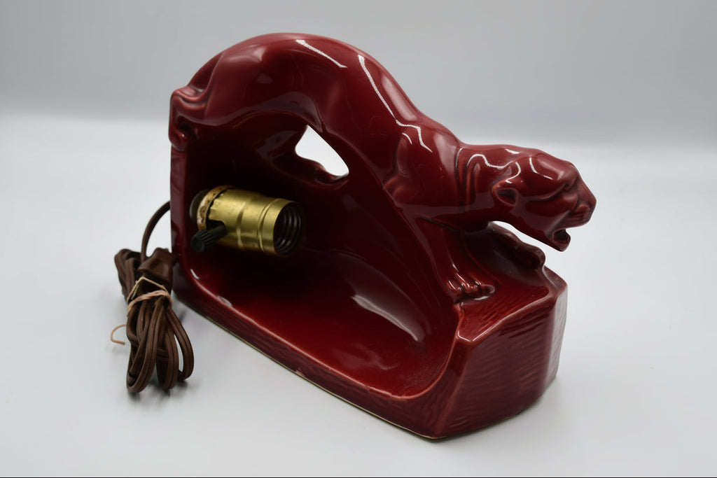 Red Panther TV Lamp Sleek Ceramic Statement Piece