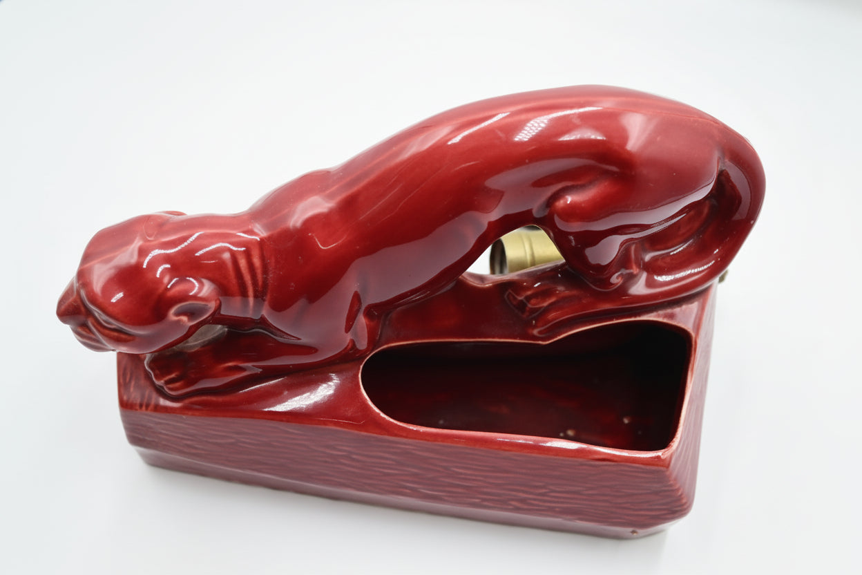 Red Panther TV Lamp Sleek Ceramic Statement Piece