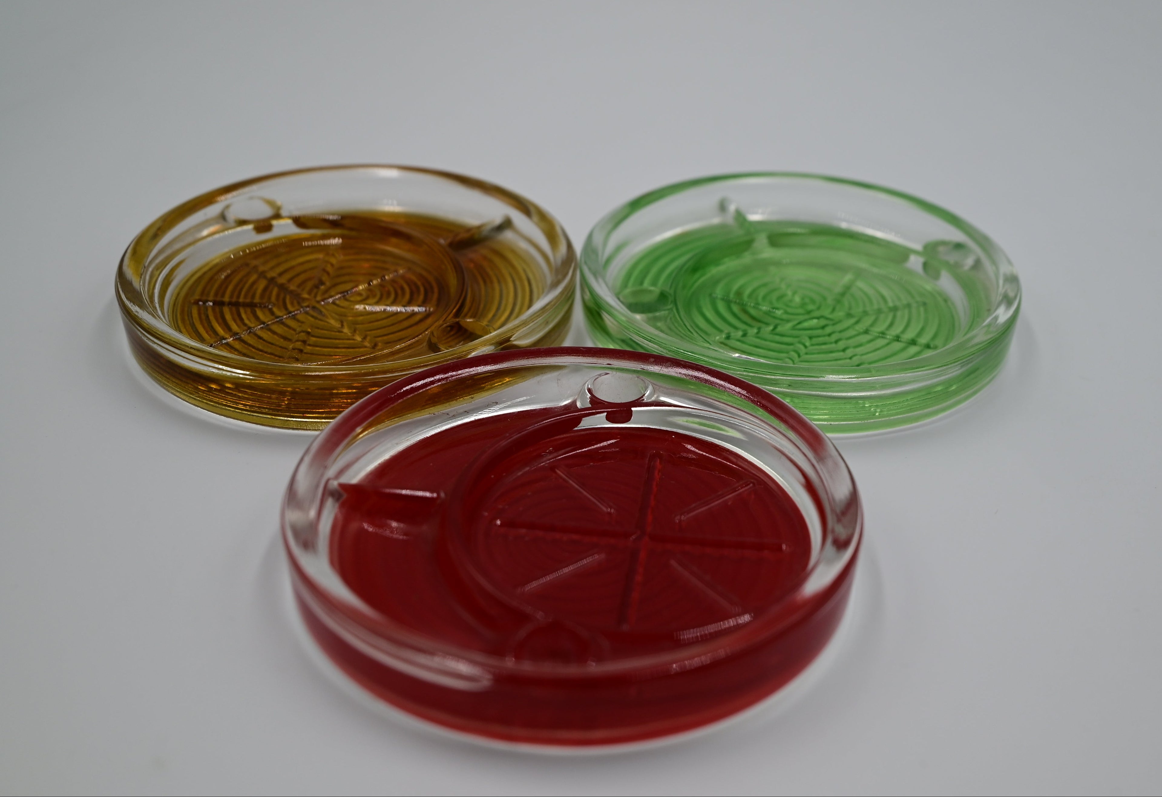 Vintage Glass Shot Coasters Retro Multi‑Use Ashtray 4 pc Set