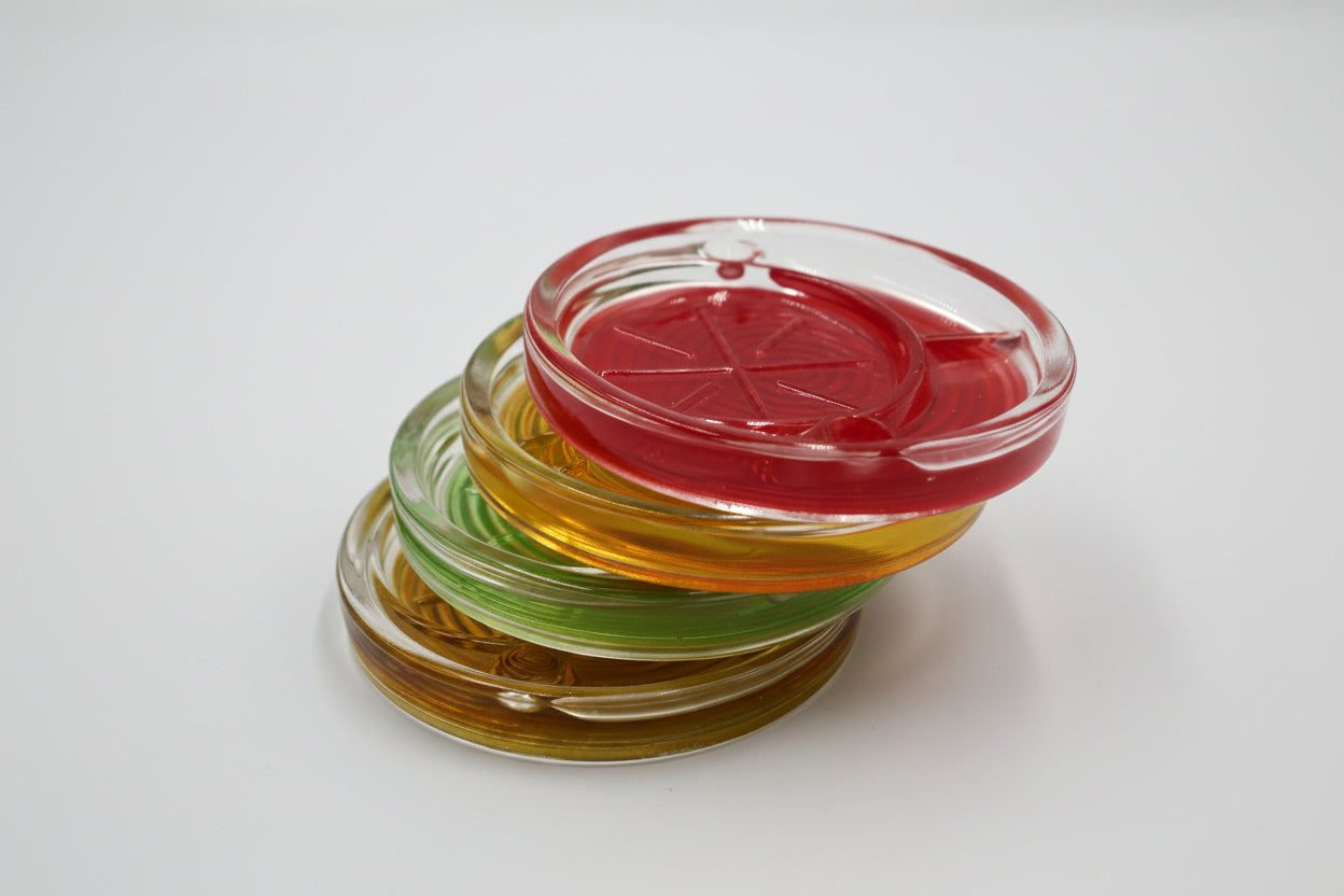 Vintage Glass Shot Coasters Retro Multi‑Use Ashtray 4 pc Set