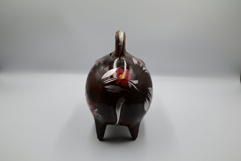 Vintage Hand-Painted Ceramic Folk Art Piggy Bank