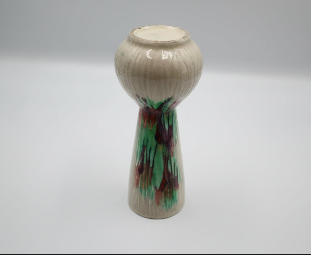 Mid‑Century Modern Studio Pottery Vase with Multicolor Drip Glaze
