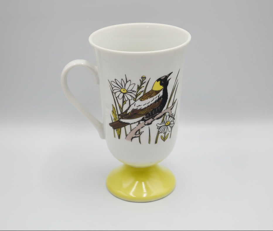 Vintage Fred Roberts Songbird Pedestal Mugs Set of 4
