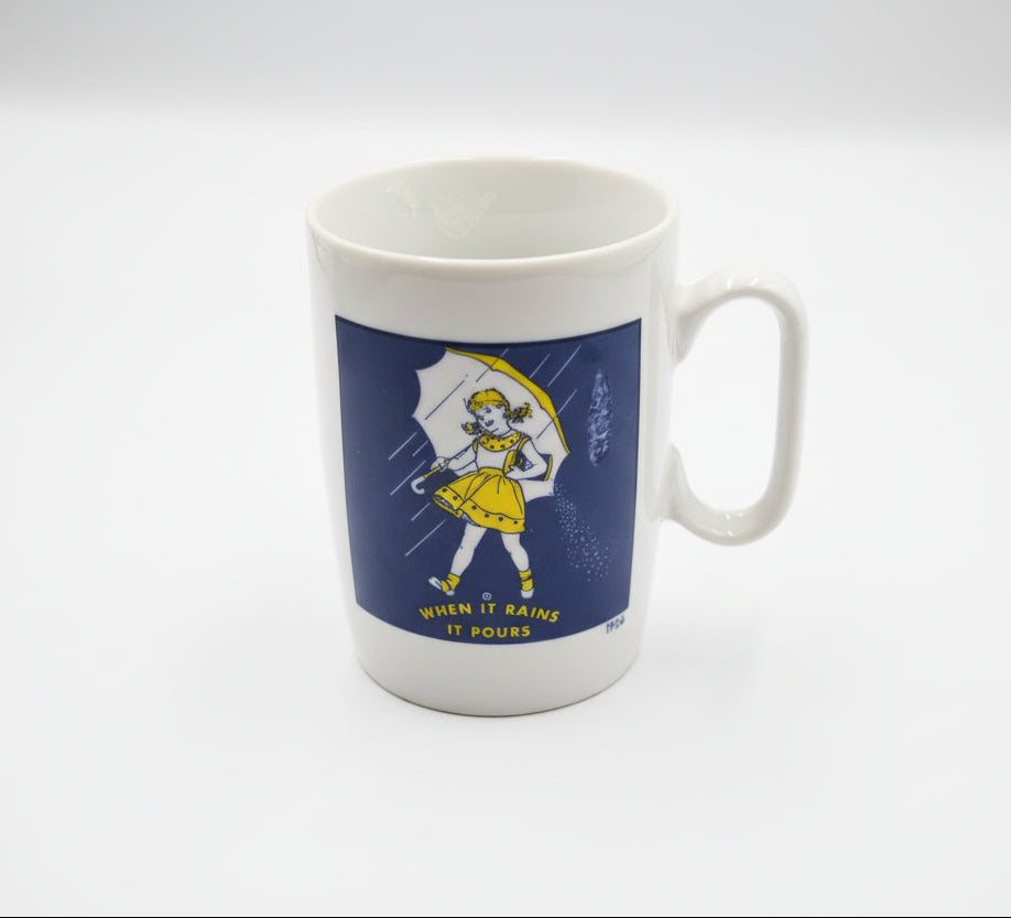 Vintage Morton’s Salt "When It Rains It Pours" Advertising Mugs