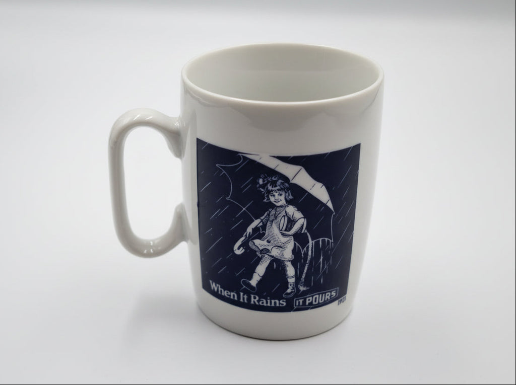 Vintage Morton’s Salt "When It Rains It Pours" Advertising Mugs