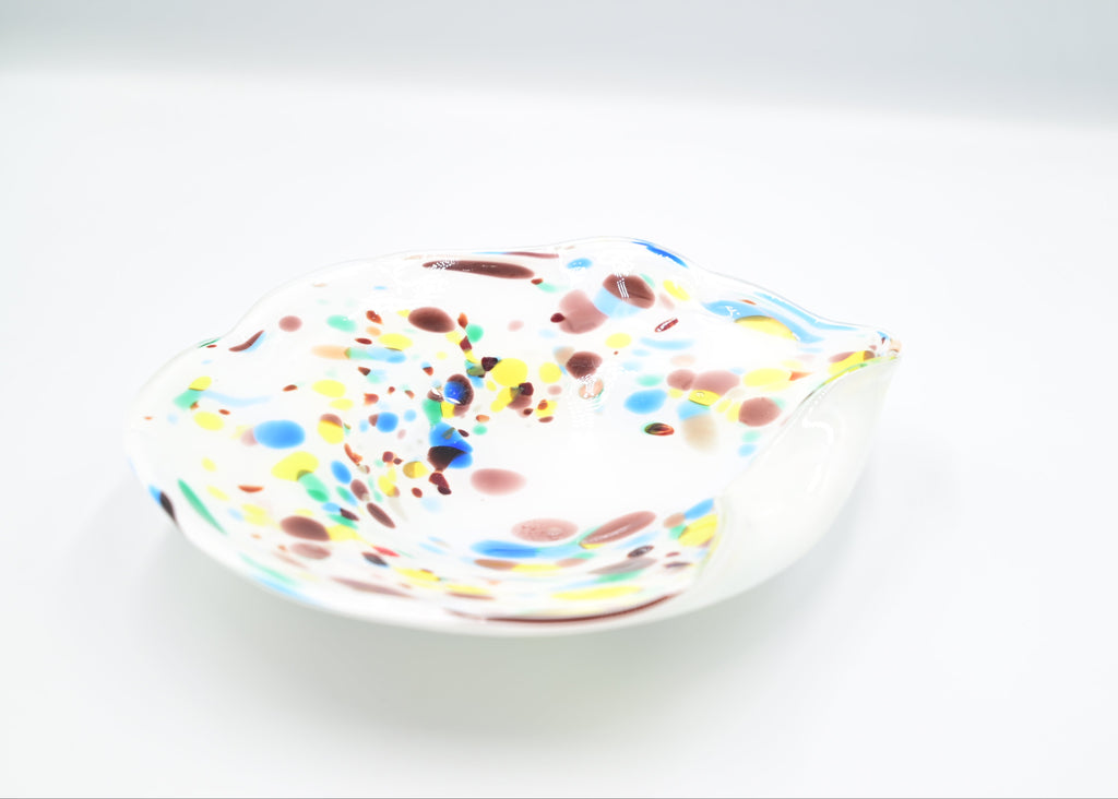 Murano White Tutti Frutti Glass Catchall