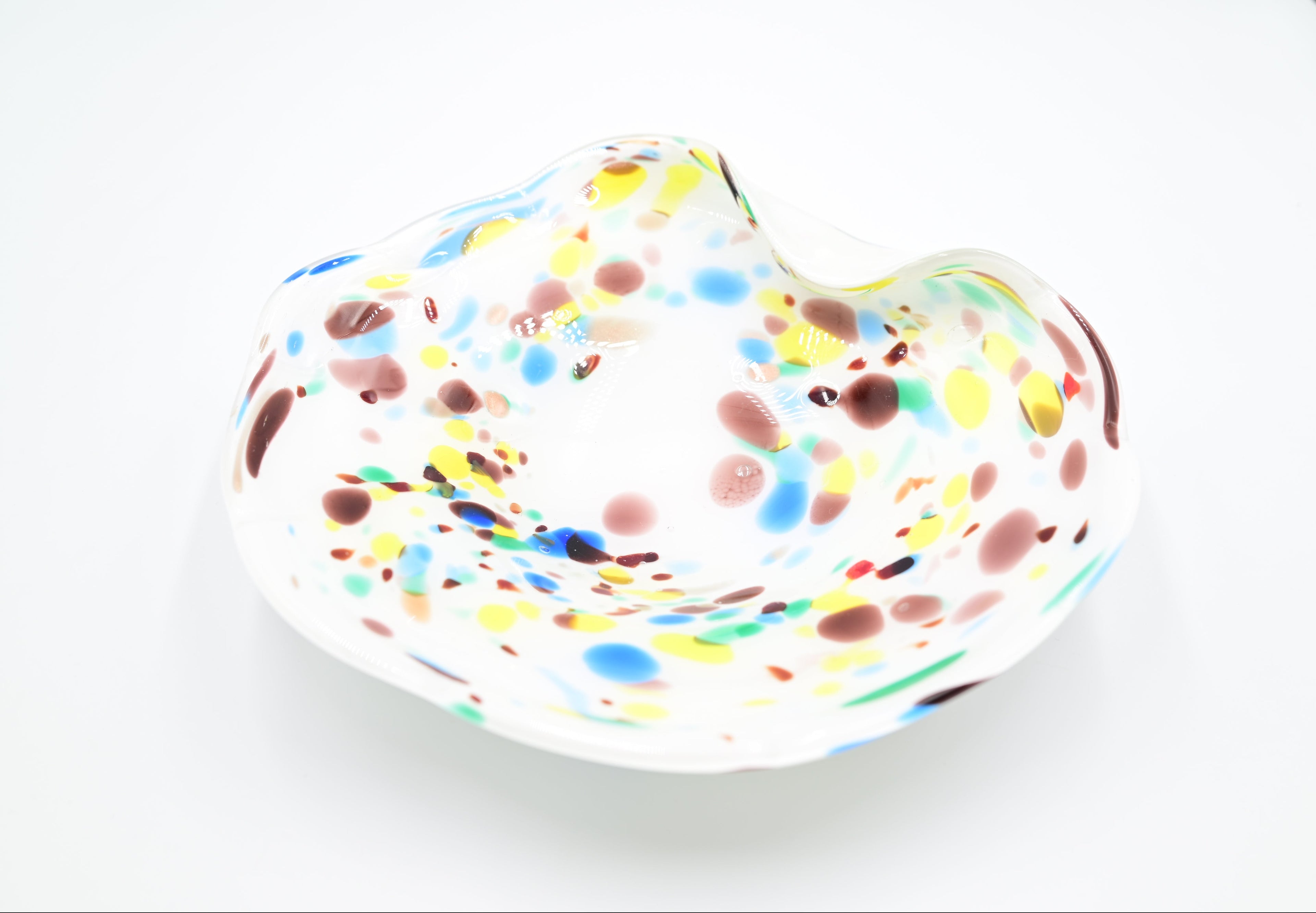 Murano White Tutti Frutti Glass Catchall
