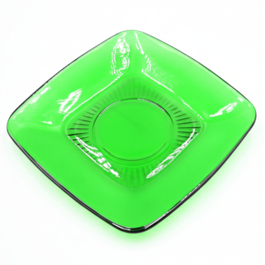 Atomic Era Green Glass Square Teacup & Saucer
