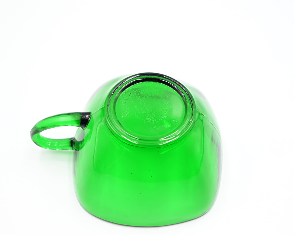 Atomic Era Green Glass Square Teacup & Saucer