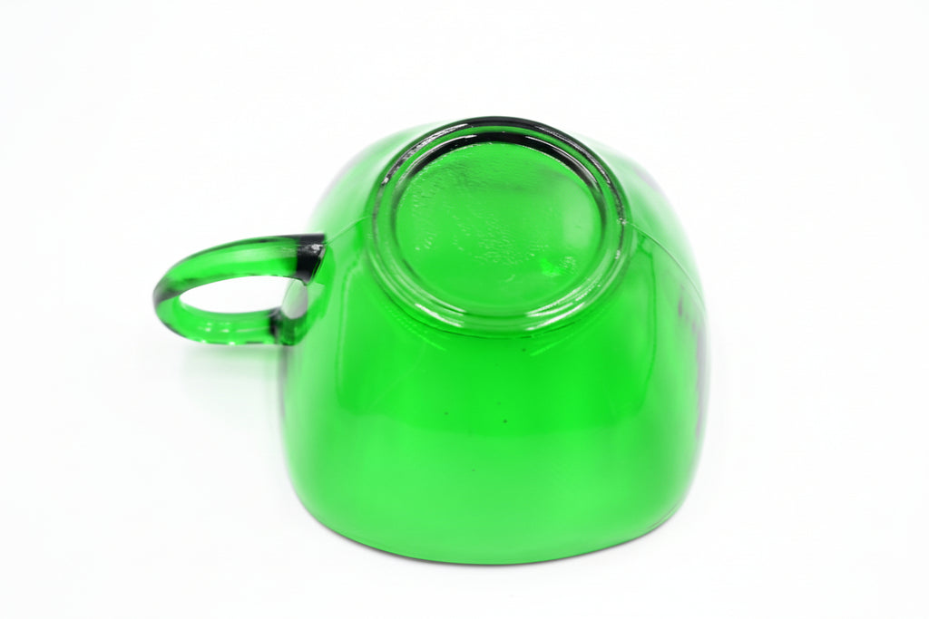 Atomic Era Green Glass Square Teacup & Saucer