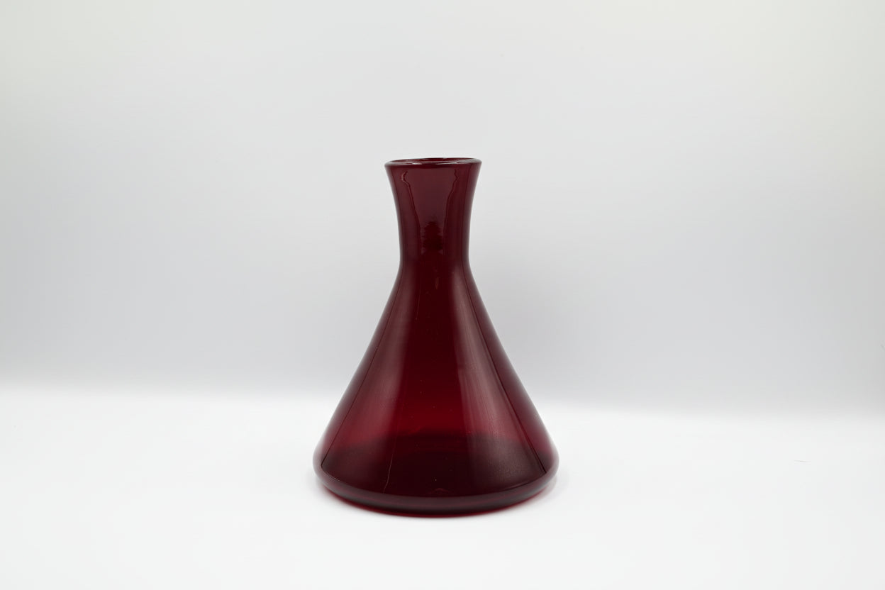 Ruby Red Erlenmeyer Glass Carafe