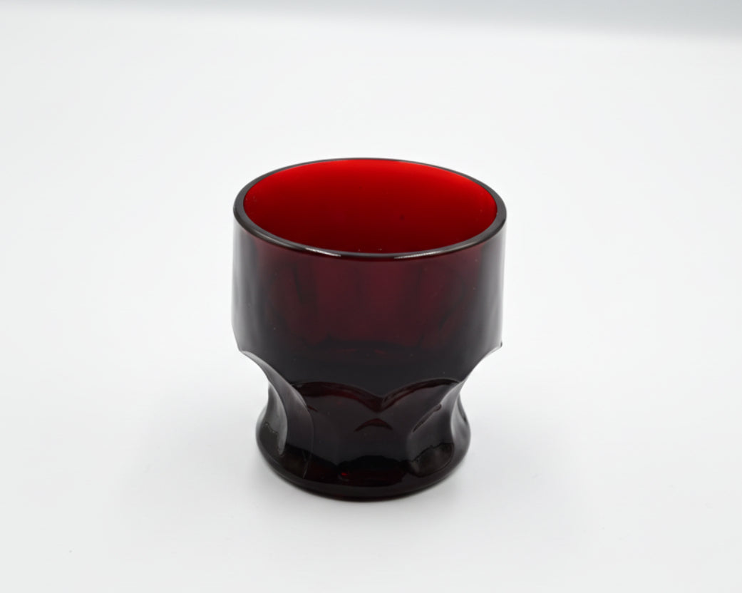 Retro Ruby Red Gem‑Cut Tumblers 5 piece set
