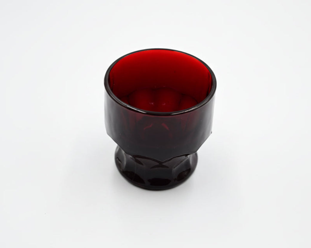 Retro Ruby Red Gem‑Cut Tumblers 5 piece set
