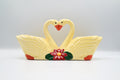 Vintage Sunny Yellow Ceramic Heart Swan