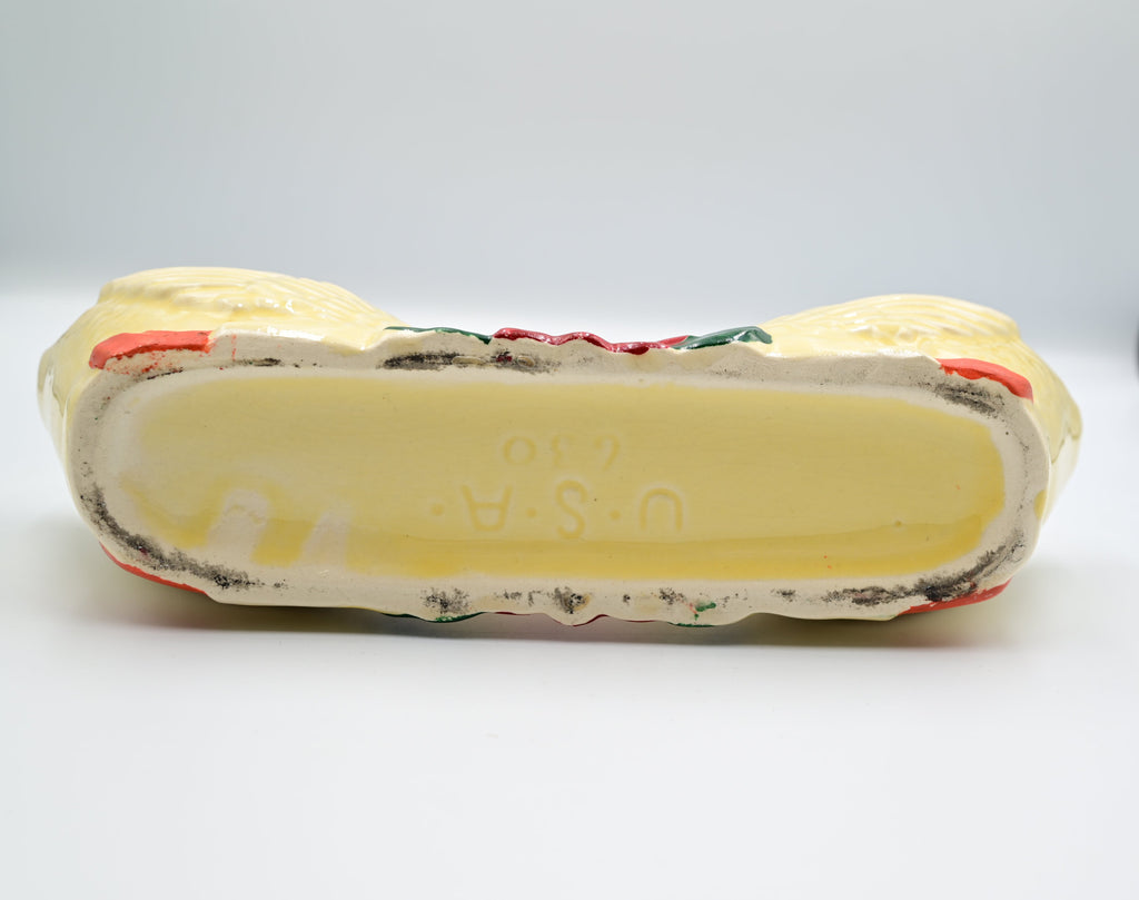 Vintage Sunny Yellow Ceramic Heart Swan