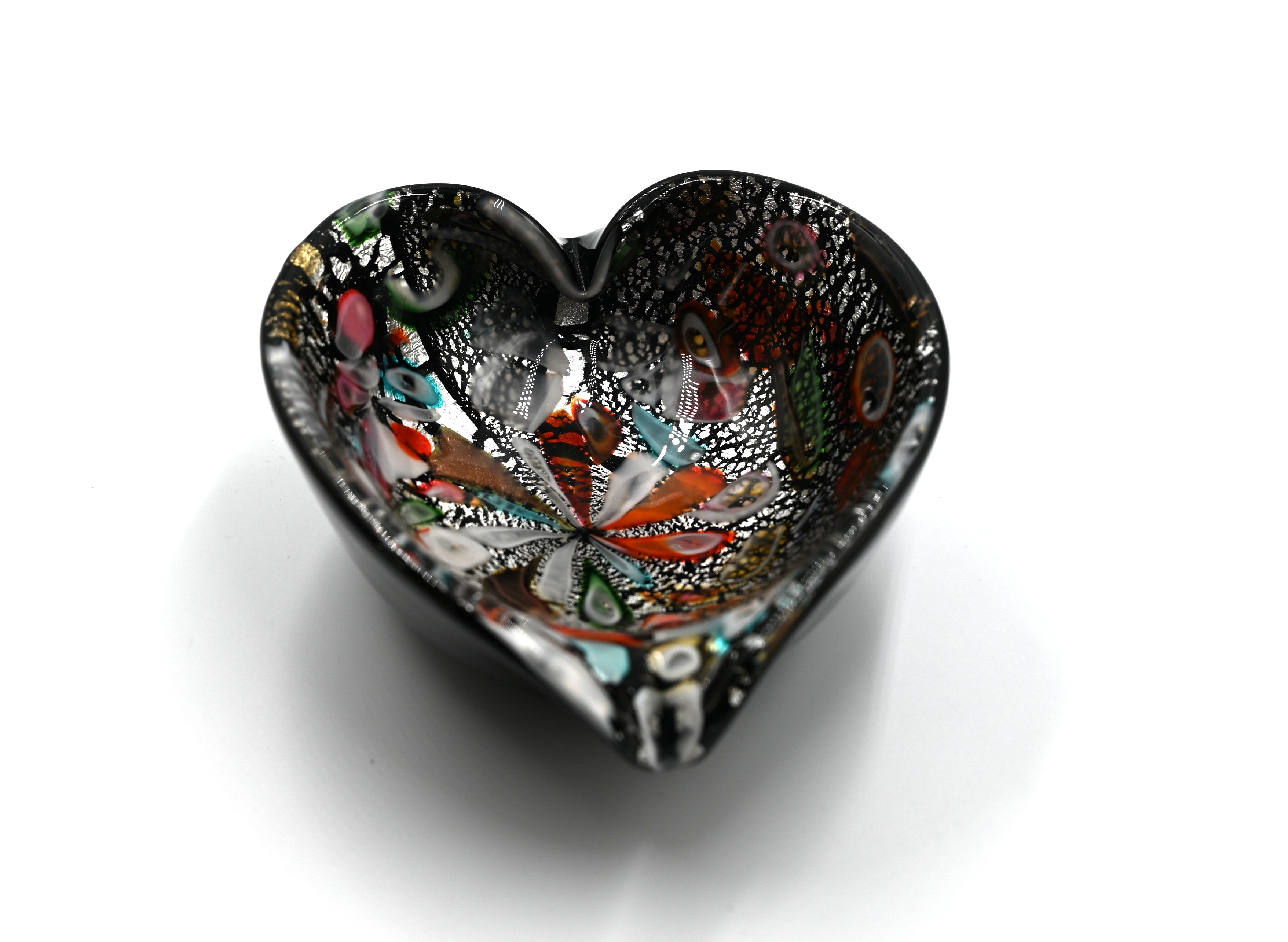 Beautiful Murano Heart Shaped Tutti Frutti Murano Glass Bowl/Catchall