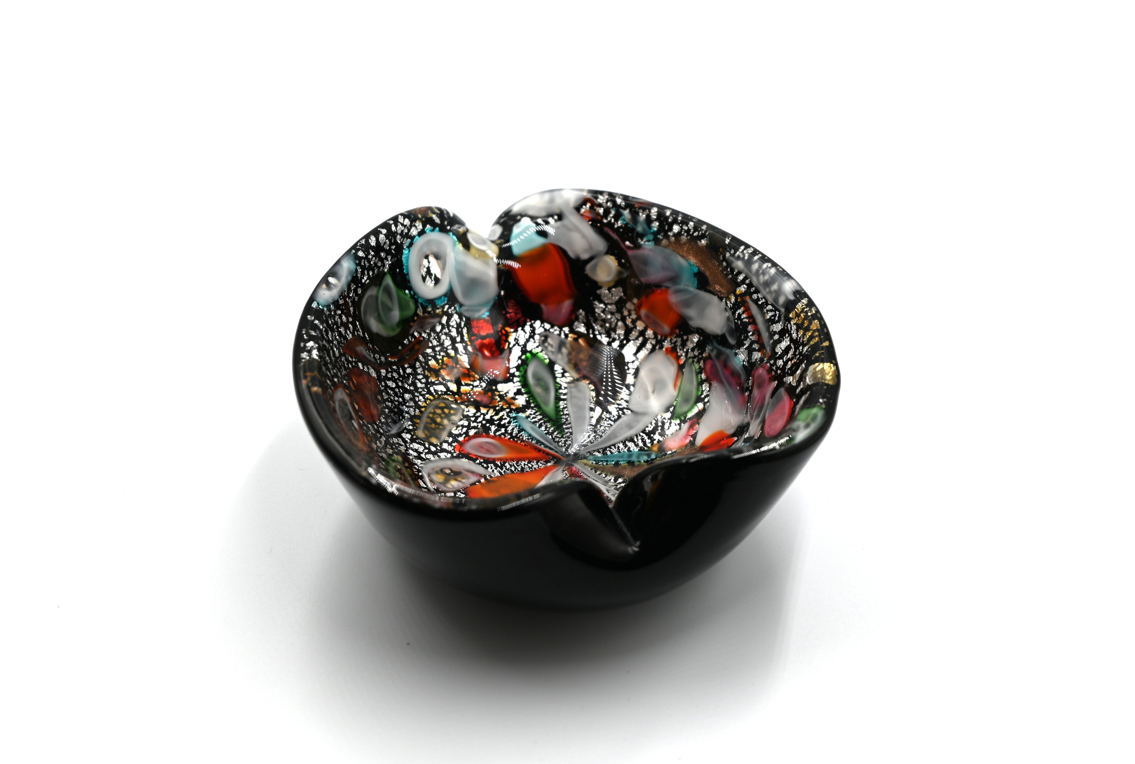 Beautiful Murano Heart Shaped Tutti Frutti Murano Glass Bowl/Catchall