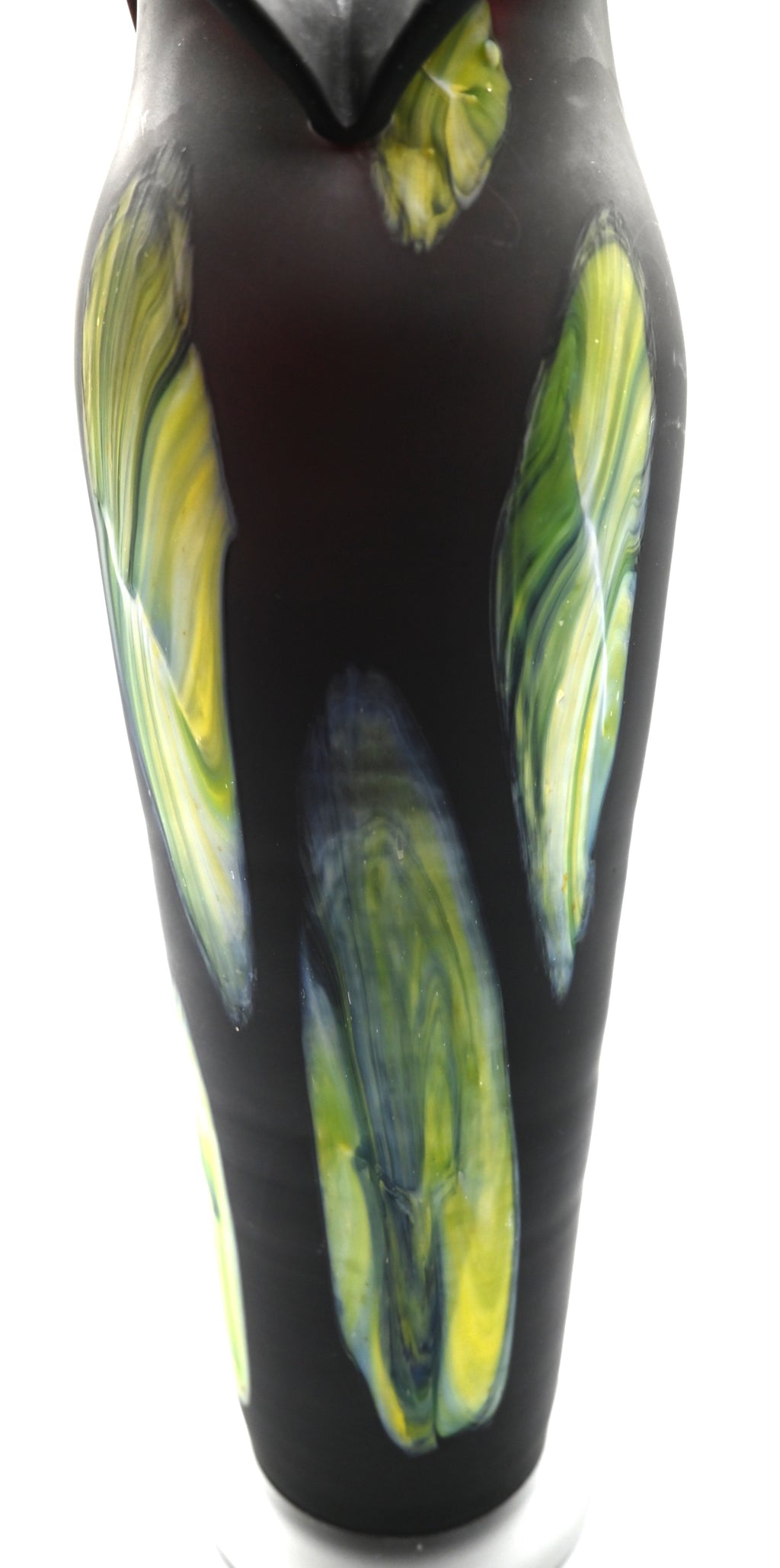 Mid-Century Modern Hand Painted Azerbaijan Blown Black Satin Glass