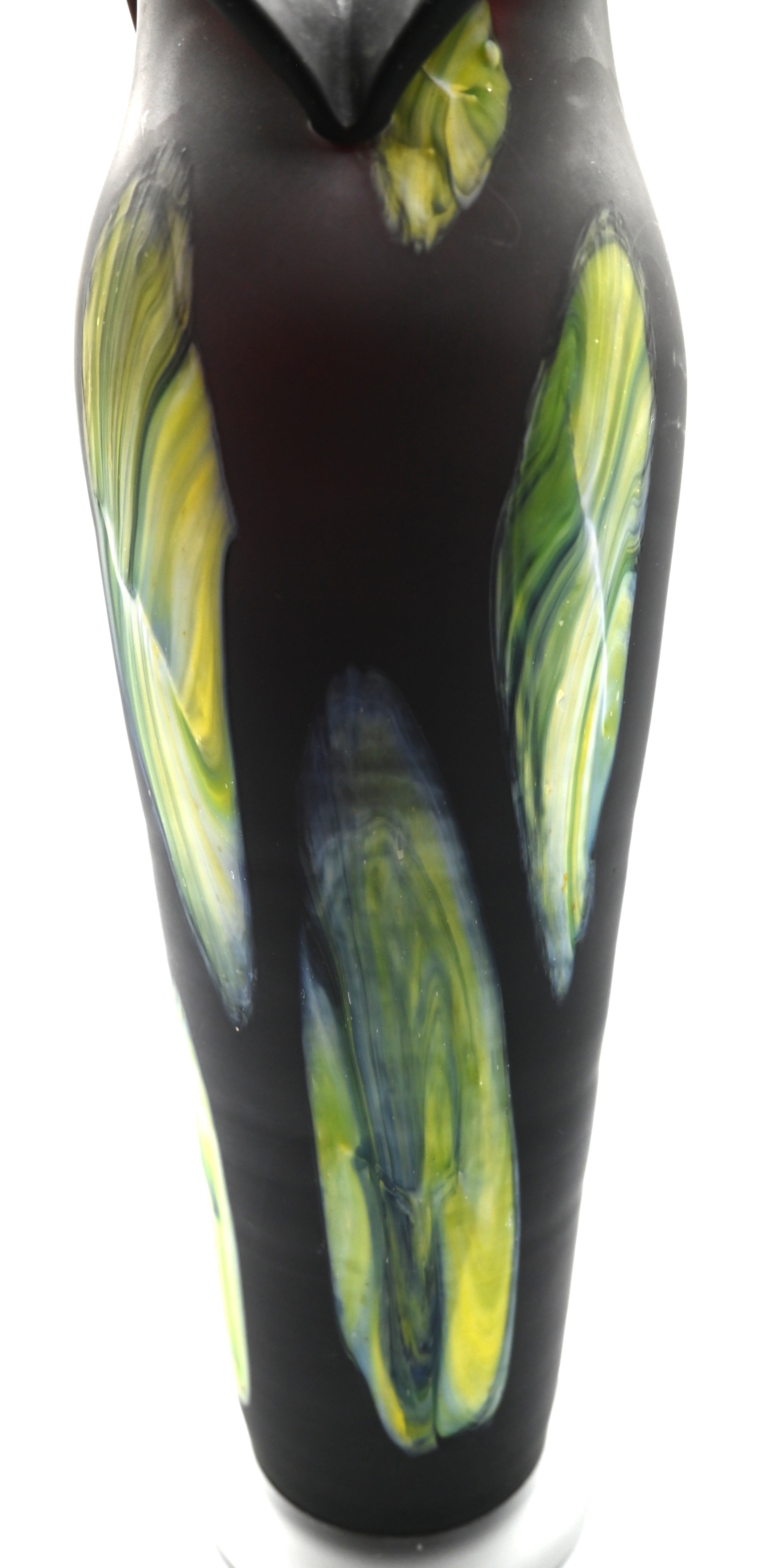 Mid-Century Modern Hand Painted Azerbaijan Blown Black Satin Glass