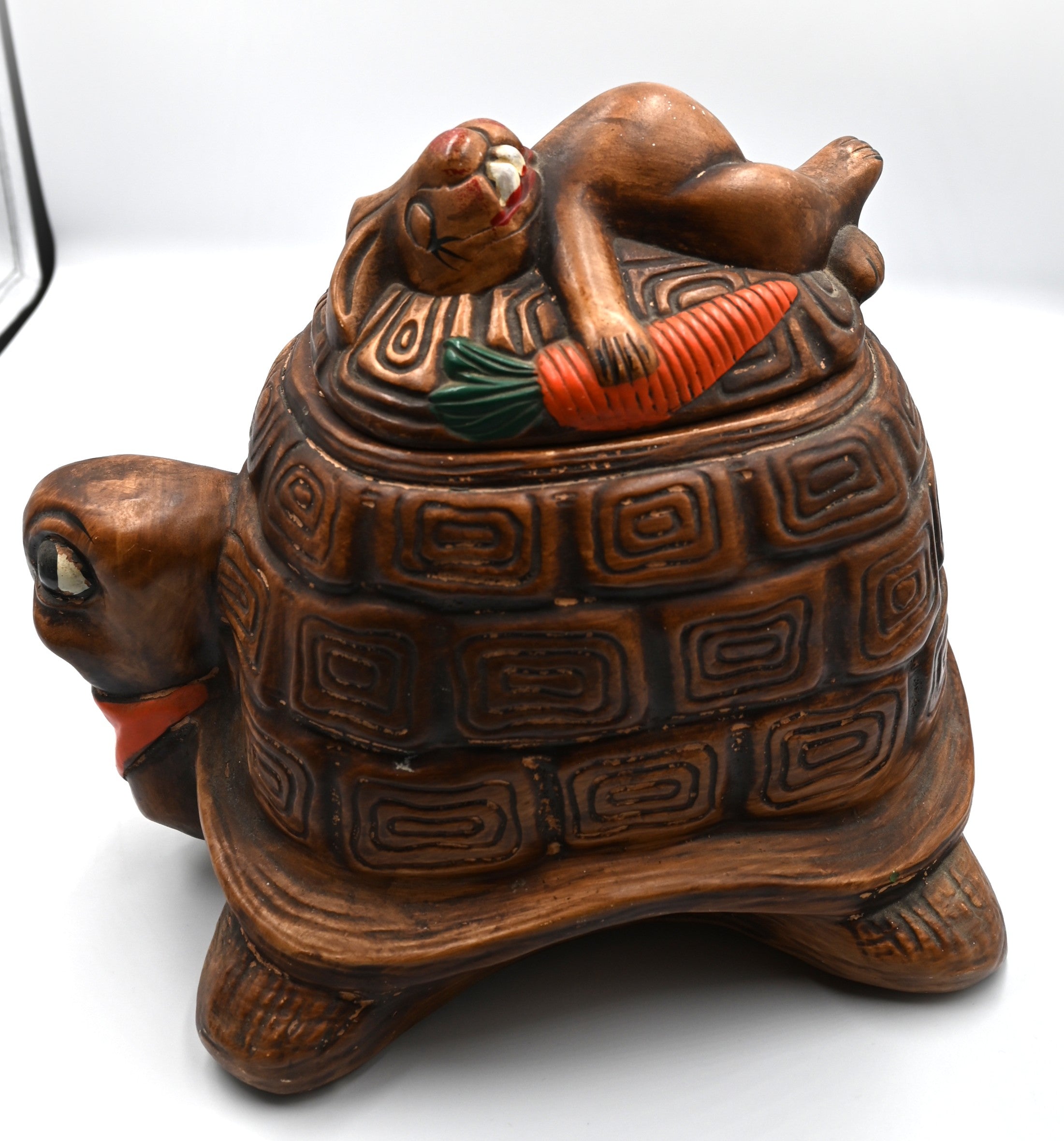 Vintage California Pottery Turtle & Hare Cookie Jar