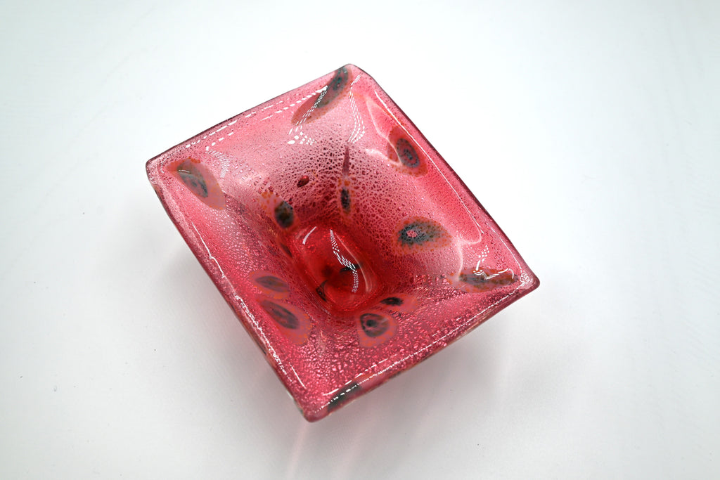 Vintage Pink and Cranberry with Silver Murano Glass Dish/Catchall