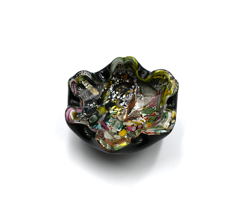 Vintage Murano Tutti Frutti Black Cased Art Glass Bowl/Catchall