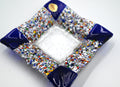 Murano Millefiori Glass Dish Square Art Tray with Bold Blue Corners